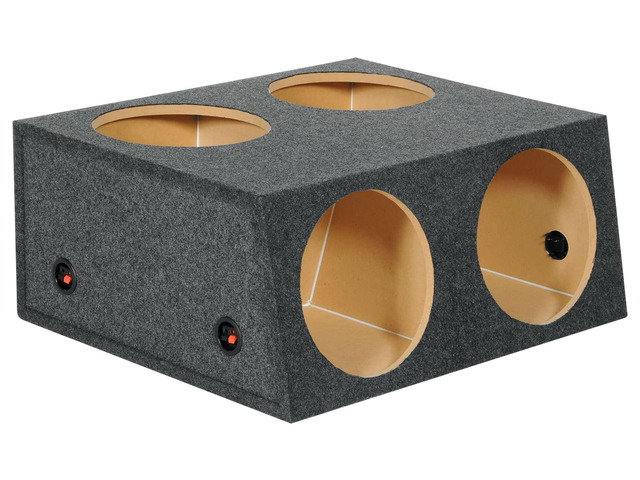 RQ12A-4 Quad 12' Sealed Subwoofer Enclosure, 2 Front / 2 Top Made in USA, 3/4' MDF, Angled Design, Gold Spring Terminals, 11' Mounting Depth,...