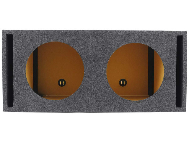 RDV12M Dual 12' Vented w/Divided Chambers 2.0 Cu Ft/Side Sub Enclosure 2.0 Cu Ft/Side, Gold Spring Terminals, 41Hz Tuning, Made in USA, 3/4' MDF,...