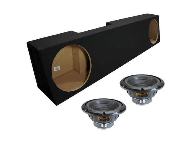 W10S4 Sealed Dual 10' Sub Box Fits 2006-2015 Dodge Ram Mega Cab Loaded 500W RMS Pair, 4 Ohm Bassline Subwoofer Package, Truck Specific Enclosure,...