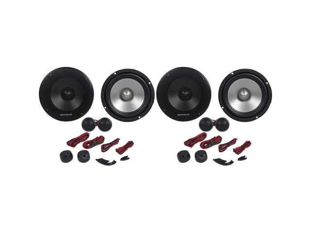 RVL6KIT 6.5' Component Car Audio Speakers, Aluminum Cone, 2-Pack 800W Peak / 200W RMS, Silk Dome Tweeter, Neodymium, Crossover with EQ Control,...