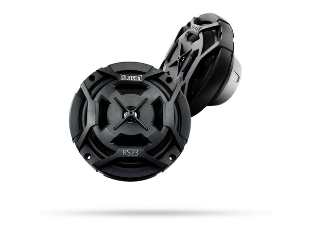 Knight ATV KS23 6.5 Waterproof Full-Range Speakers Audio System with LED Lights and Easy Installation, 60W RMS/120W Peak Power, Fully Submersible