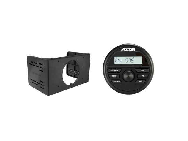 46KMC2 Media Center + SPXDDASH Double-Din Kit Bundle Weather-resistant gauge-style media center with Bluetooth and SPXDDASH double-Din dash kit