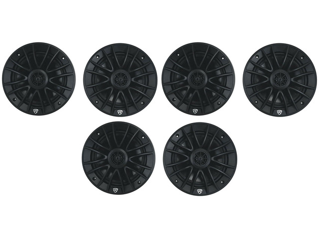 RM-PREMIUM-65 Black 6.5' 4-Ohm, Marine Boat Speakers, 6-Pack 600W Peak, 150W RMS, 35Hz-20kHz, 93dB Sensitivity, True Coaxial Design,...