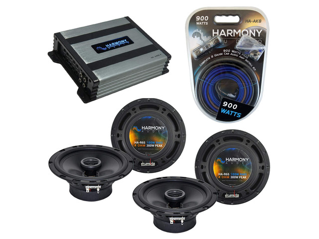 R65 6.5 Speakers Pair with Amp Fits Jeep Wrangler 2007-2017 Rhythm Series 300 watt rating, JK amplifier bundle deal, A400.4 4-channel 800 watt...