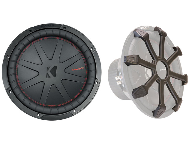 Kicker 48CWR124 COMPR12 Bundle: 12 in 1000-Watt Peak/500-Watt RMS DVC 4-Ohm Car Subwoofer, 43CWR12G 12 in Subwoofer Grille, 2-Items