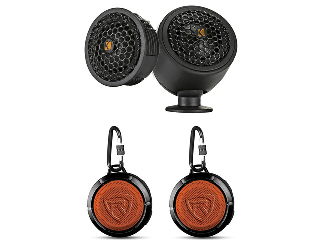 Bundle: Kicker 51KST2504 0.75' Car Audio Tweeters w/Crossovers+Swivel Mount Bundle with (2) Rockville RPB1 10 Watt Waterproof Portable Handheld...