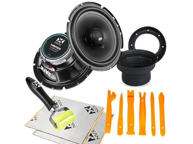 540W Peak (180W RMS) 6.5' N-Series 2-Way Coaxial Speakers with 20mm Silk Dome Tweeters with Speaker Baffles, Sound Dampening, Roller, and Panel...
