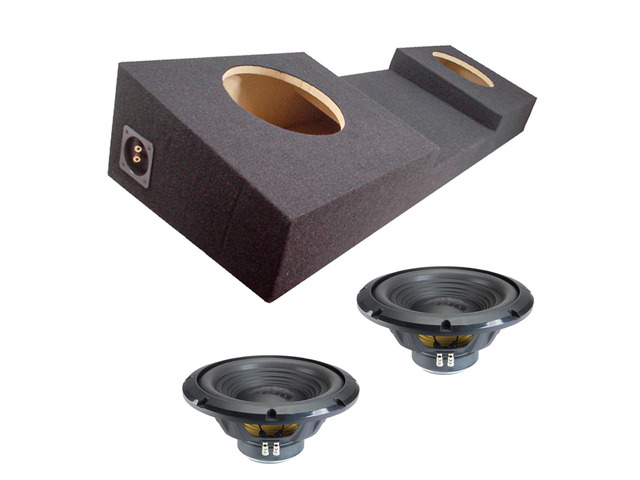 W12S4 Dual 12' Sealed Console Sub Box 500W RMS 4 Ohm Fits Trucks Center cutout design, loaded subwoofer pair, tight enclosure bass, made for...
