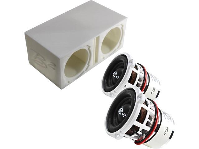 Dual Ported Subwoofer Box Enclosure w/2x Rampage RC2 2' Mini Subwoofers (B2-DUALVRC2-WT-PKG)