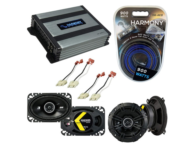Compatible with Jeep Comanche Pickup 86-92 Speaker Replacement Kicker Bundle DSC5 DSC46 & Harmony HA-A400.4 Amp