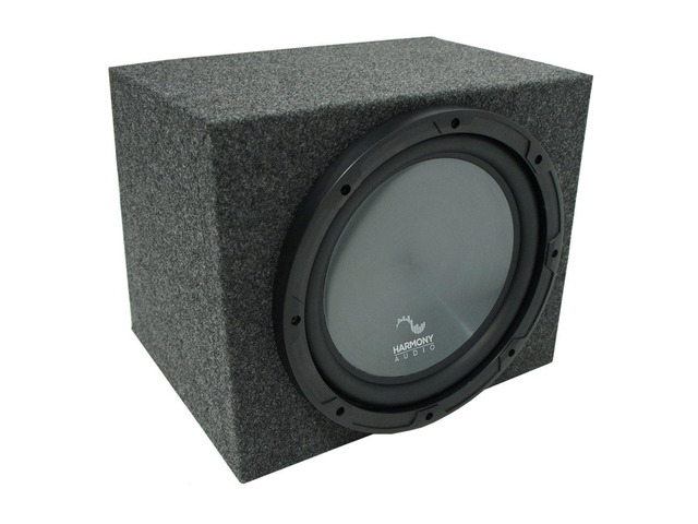 Single 15 Inch Sealed Subwoofer Box Rearfire with R154 Sub Tight accurate bass, compact loaded enclosure fits most trunks, carpeted finish, easy...
