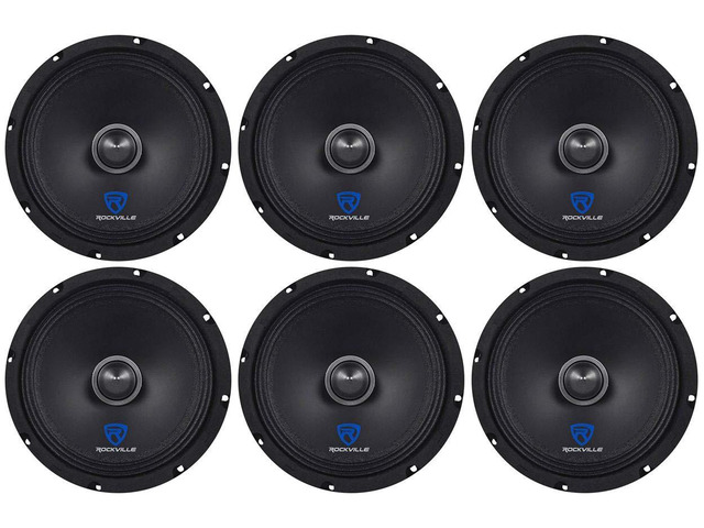 RXM84 8' 4-Ohm Car Audio Mid-Bass/Midrange Speaker, 6-Pack 250W Peak / 125W RMS, Kevlar Cone, 1.5' CCAR Voice Coil, 90 Oz Magnet, Wire Mesh...