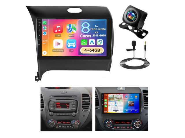 8Core 4+64G Radio for KIA Forte Cerato K3 2013-2018 with Wireless Carplay Android Auto, 9'' Touch Screen for Forte Stereo Bluetooth, 32EQ DSP, GPS,...