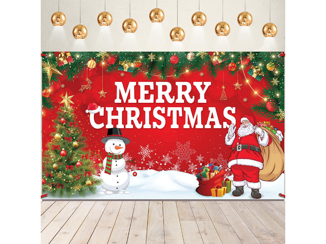 Merry Christmas Banner for Christmas Decorations 72x44 Inch Xmas Backdrop for Holiday Party Decorations