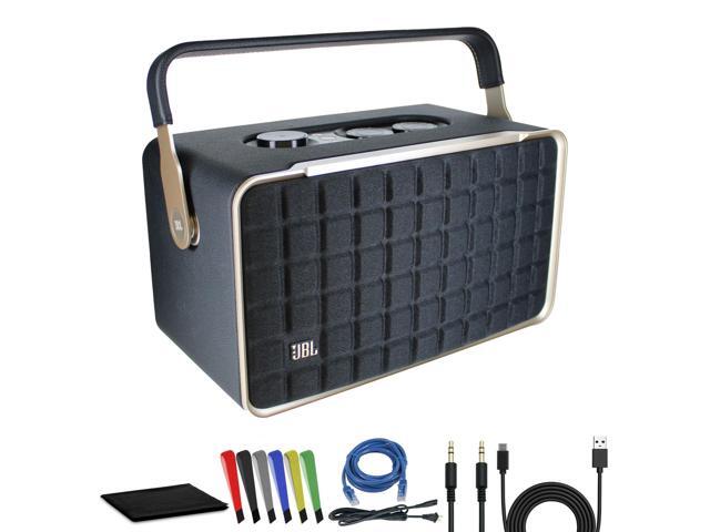 Authentics 300 - Retro Style Wireless Bluetooth and Wi-Fi 100W Smart Home Speaker (AUTH300BLKAM) + USB-C Cable + Network Cable + AUX Cable + Wire...