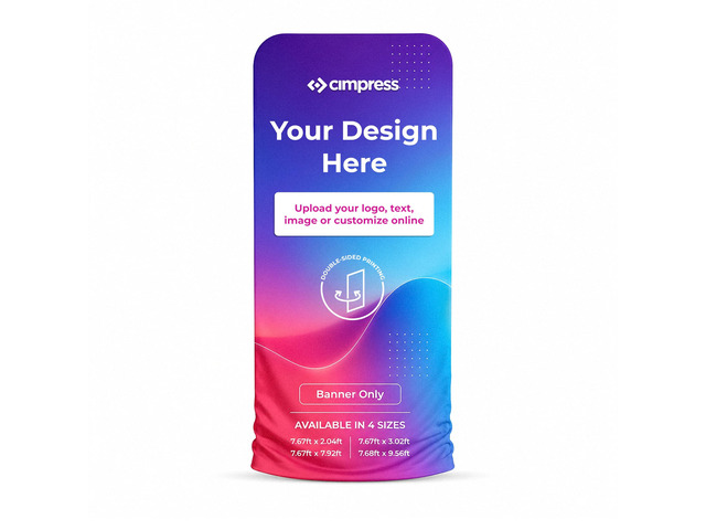 Custom Tension Fabric Backdrop, 3.2 W x 7.8 H ft, Banner Only, Add design to this portable double-sided stretch polyester display, Ideal for trade...