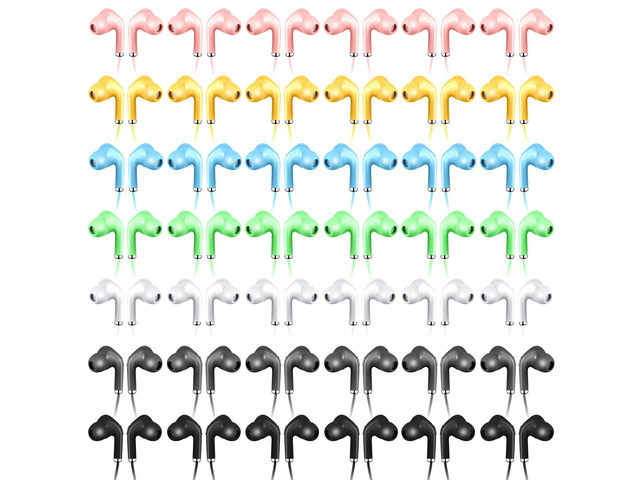 50 Pack Bulk Earbud Headphones with Mic Assorted Colors Student in Ear Earbuds Classroom Wired Ear Buds with 3.5mm Headphone Plug for Kids Adults...