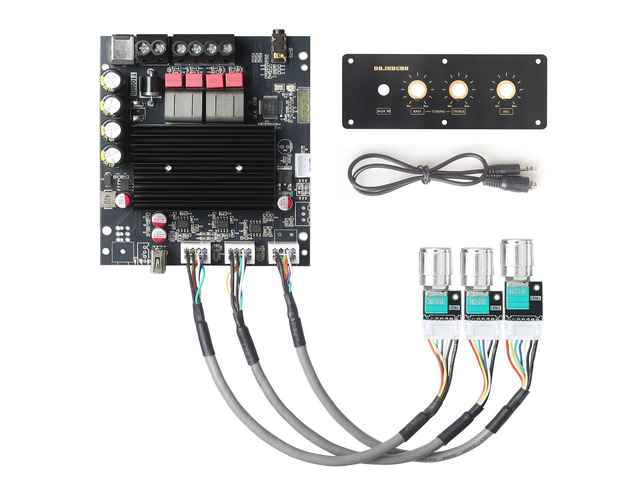 T100HS-W Power Amplifier Board Bluetooth5.2 TPA3221 Chip 2.0 Channel 100W×2,Audio Power Amplifier with Front Panel