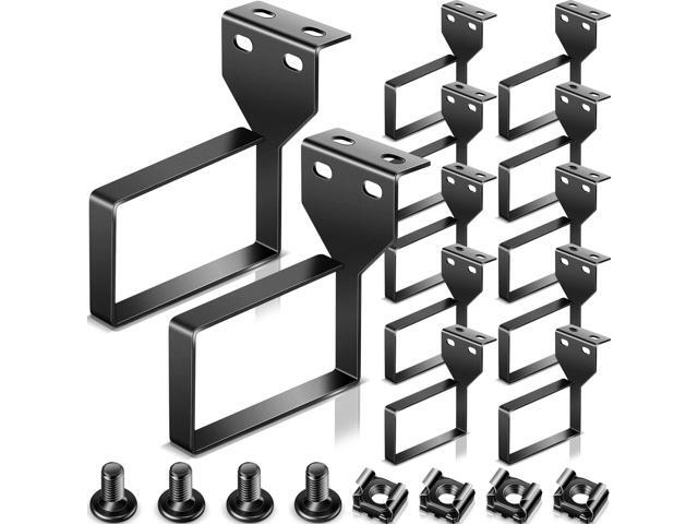 10 Pieces Vertical Cable Management D Ring 2.4 x 4 x 4 Inches Wire Organizer Metal Cable Rack for Patch Cables, Fiber Optic, Power Cords, Black