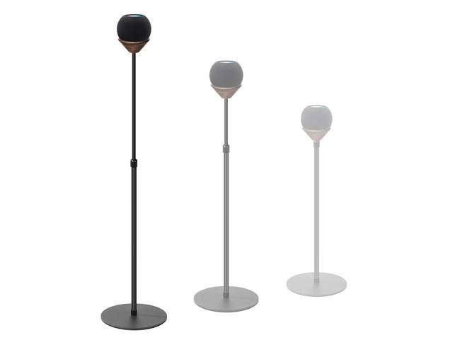 1-Pack Floor Homepod Mini Stand,Height Adjustable 15.7 In-31.4 in Black Wooden Tray Safety Stability and Anti Slip BottomMini Speaker Accessories...
