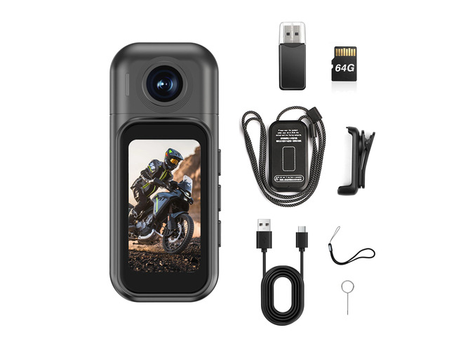 1080p Mini Body Camera with 64GB Card, 1.47' Touchscreen Wearable Thumb Camera, Magnetic Mount & 180° Rotating Lens for Vlogging Travel Sports...