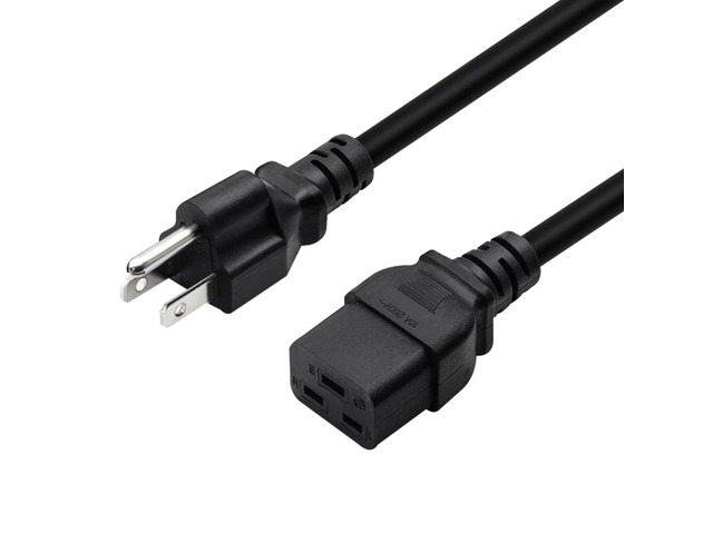 3.2ft/1M Nema 5-15P to IEC320 C19 Power Cable Power Line for PDU/UPS, UL Listed & RoHS compliant,American Standard 5-15P Male to C19, Three...