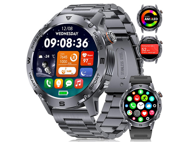 EF1 Smart Watches for Men, 1.43' AMOLED Smartwatch with 24/7 Heart Rate for Android iOS, 170+ Sports Modes Fitness Watch, IP68 Waterproof, 200+...