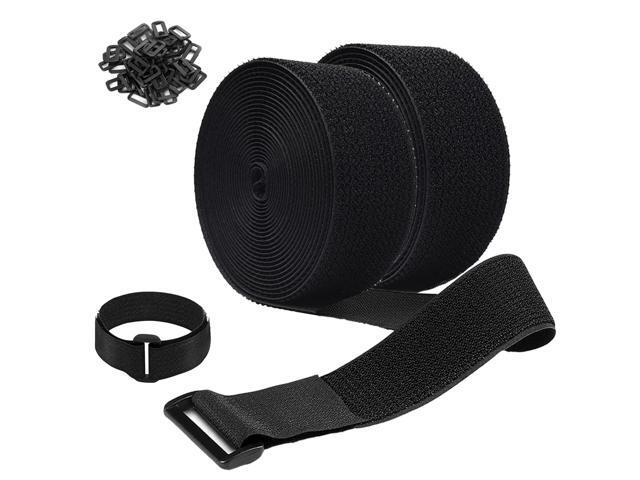 2 Rolls 26FT 2 inch Wide Cable Straps with 20 Buckles, Heavy Duty Nylon Hook and Loop Straps for Fastening Securing, Reusable Cut-to-Length Molle...