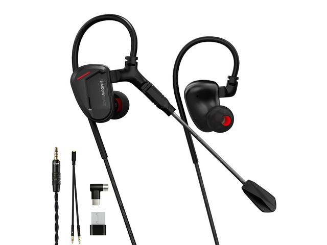 Shadow Blade IEM Wired Gaming Earbuds, USB C in Ear Monitor with Boom Mic 1DD Deep Bass Noise Isolating Ear Buds, Dual Mic, 3.5mm Jack, 4.1ft...