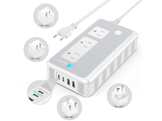 Voltage Converter US to Europe for Curling Iron and Hair Straighteners, PD 65W Fasting Charging Power Converter for European Travel Plug Adapter...