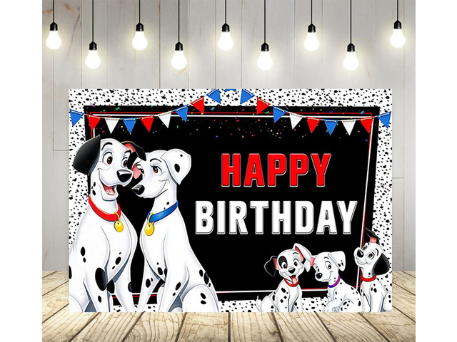 White 101 Dalmatians Dogs Backdrop for Birthday Party Supplies 101 Dogs Photo Backgrounds Dogs Theme Baby Shower Banner 59x38in