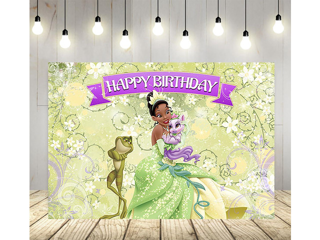 Princess Tiana Backdrop for Birthday Party Supplies Photo Backgrounds Princess and The Frog Birthday Theme Baby Shower Banner 59x38in