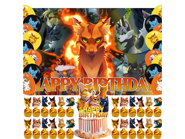 Warriors Cats Birthday Party Backdrop Photo Background Warriors Cats Birthday Party Decorations Banner Cartoon Cat Theme Photography Backdrop