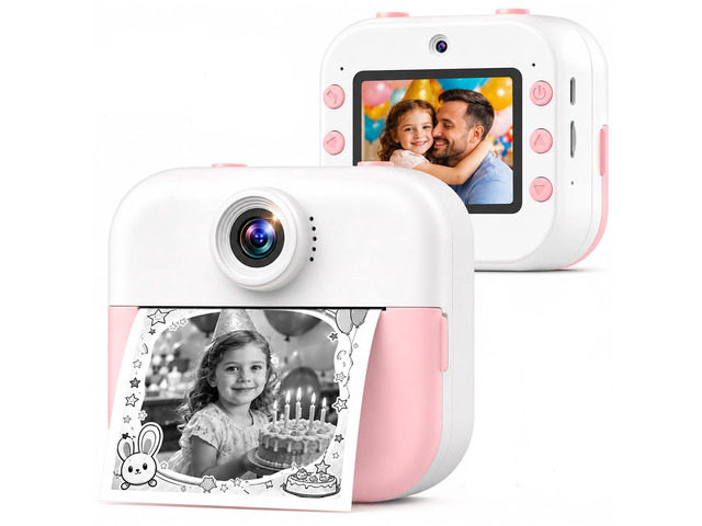 Kids Camera Instant Print Camera for Kids Ages 3-12, Christmas Birthday Gifts for Girls Boys, 1080P Dual Lens Selfie Digital Camera with 32GB Card,...