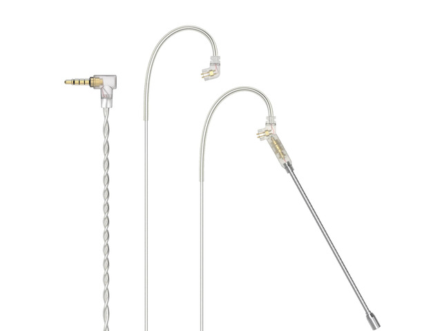 3.5mm 2-Pin 0.78mm IEM Cable with Microphone, Silver Plated OFC Wires Earphone Cable with Boom MIC for Wan'er S. G, ZS10 Pro, ZS10 Pro X, ZSN PRO,...