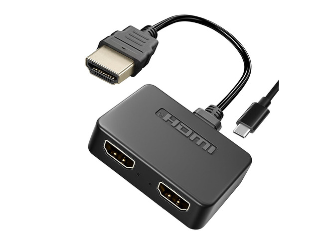 4K@60Hz HDMI Splitter 1 in 2 Out, Dual HDMI Adapter Mirror Screens Only, HDMI 2.0 Video Duplicator with 2.5ft USB Power Cable, Supports TV,...