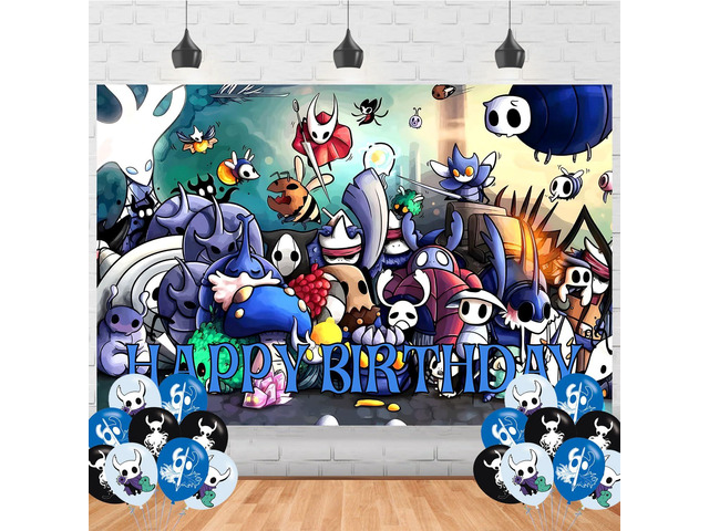 Hollow Knight Birthday Backdrop,Game Poster for Anime Theme Party Decorations Birthday Supplies Background Studio Shoot Photo Props