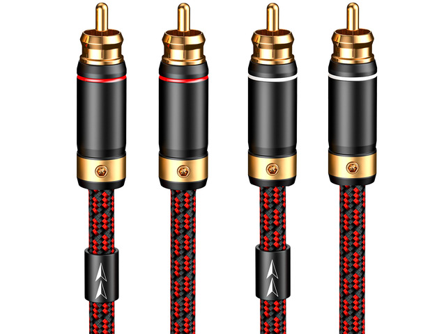Audiophiles RCA/Phono Cable 2 RCA Male to 2 RCA Male HiFi System Interconnect Cable Braided for Home Cinema Subwoofer Amplifiers Blu-ray (Straight...