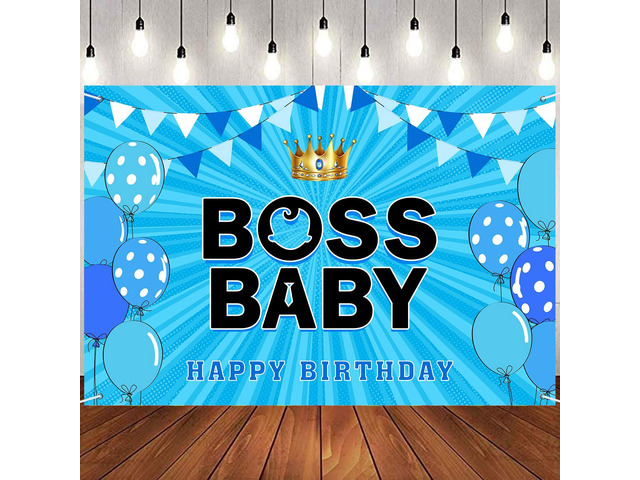 Boss Boy Backdrop Banner, Gender Reveal Poster Baby Shower Photography Backdrop Boy 1st Birthday Party Decorations Photo Booth Props 6x4ft
