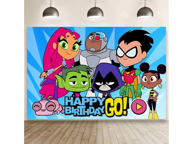 Titans Backdrop Birthday Decorations, Titans Birthday Banner Backdrop for Kids Birthday Party Supplies (5x3ft)