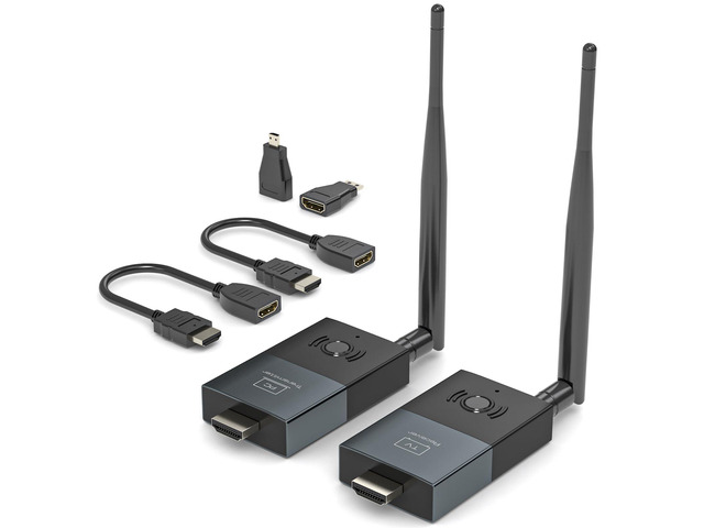 Wireless HDMI Transmitter and Receiver, 330FT/100M Wireless HDMI Extender for 4K Decode Input 1080P@60Hz Output, Plug & Play Portable 2.4G+5.8G for...