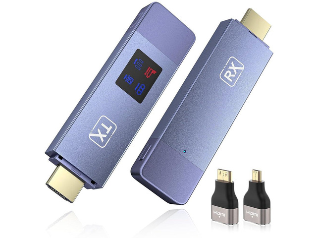 Wireless HDMI kit Delivers Seamless 4K Video Transmission up to 1080p Output, Featuring Dual-Band 2.4G/5G connectivity & Plug-Play Function for...