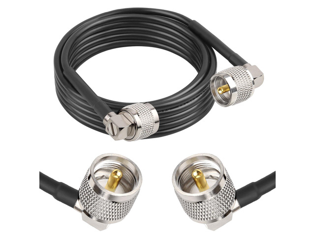 CB Coax Cable - 10FT RG58 PL-259 UHF Male to Male Right Angle Coaxial Cable Low Loss Cb Antenna Jumper for CB Radio, HAM Radio, Antenna Analyzer,...