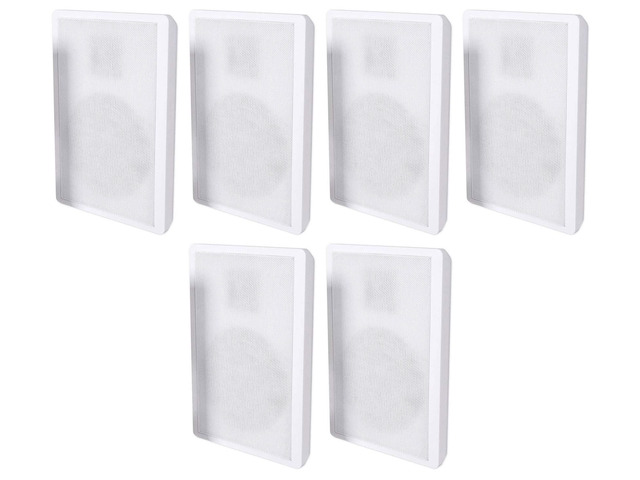RockSlim White 5.25' Home Theater Wall Mount Speakers, 6-Pack 240W Peak, 80W RMS, Slim 1.38' Design, Easy Wall Mount, 0.5' Mylar Tweeters, White...