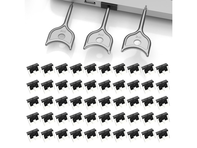 50-Pack USB Port Lock with 3 Key, Metal USB-A Port Blocker,Security Data Protection for PC Laptop, Anti-Theft USB Lock, Dust & Moisture Proof...