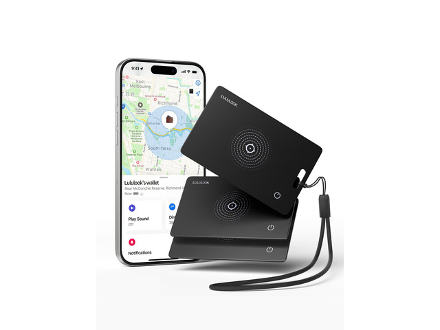 3-Pack 2026 Air Card Tag Tracker Wallet Tracker Card (iOS Only), Black 0.07in Ultra Slim, Wireless Rechargeable, IP68 Waterproof, GPS Smartcard...