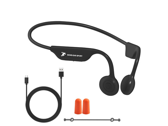 Bone Conduction Headphones - Wireless 5.4 Open Ear Headphones with Mic, 8H Playtime, Earplugs, Elastic Cord, IPX6 Waterproof Earbuds for...