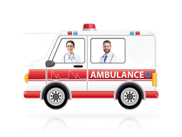 75 x 47 Inch Fabric Ambulance Photo Booth Prop Transportation Theme Party Decoration Nurse Week Hanging Background Hospital Nursing School Grad...