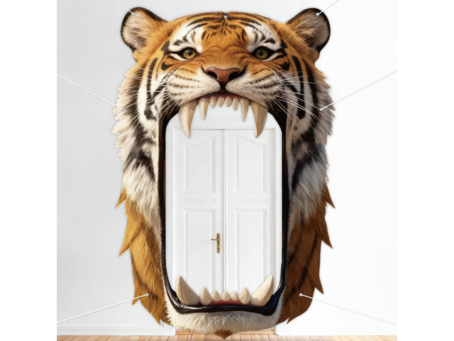 Tiger Party Decorations Realistic Tiger Door Banner Tigers Theme Door Hanging Background Jungle Animal Photo Booth Prop for Wild Animals Baby...