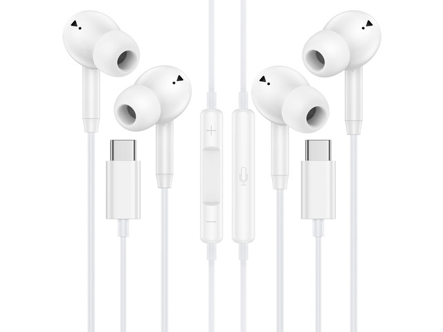 Wired Earbuds USB C Ear Buds Wired Headphones for iPhone 17e 17 Pro Max 17 17Pro 16 Pro Max 16 Plus 16Pro 16e 15Pro Max/Plus/Pro 15, 2 Pack USBC...